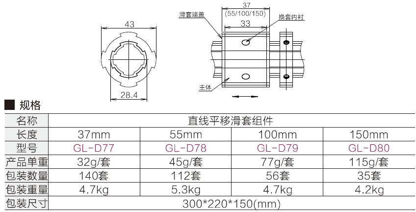 直線平移滑套組件